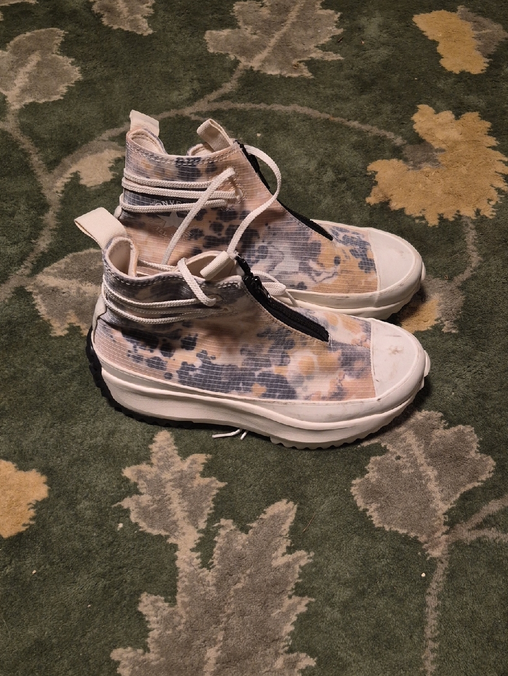 Converse High-Top Sneakers in White, Cream, Blue, and Tan